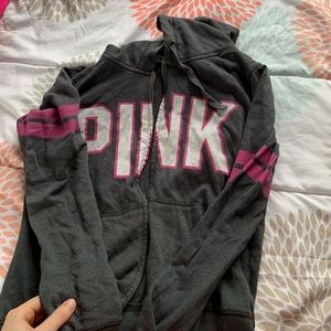 Gray PINK lightweight zip-uip